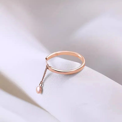 Adjustable simple fashion chain tassel ring